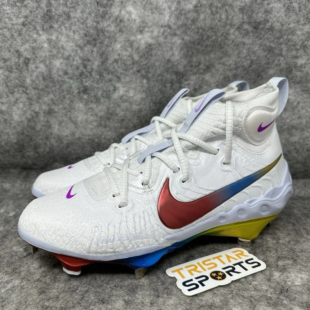 Nike Alpha Huarache NXT Metal Baseball Cleats Mens Size 7.5 Rainbow DJ6517-106